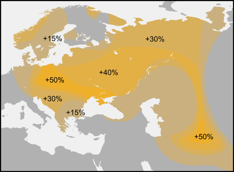 Distribution of haplogroup R1a in Eurasia