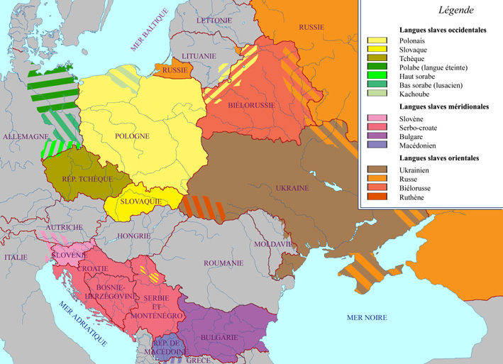 Distribution géographique des langues slaves